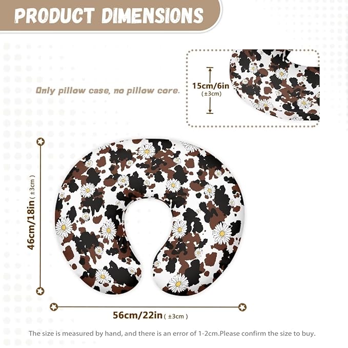 Cow Print Daisy Breast Feeding Pillow Covers with Hidden Zipper Dustproof Skin-Friendly Comfortable Nursing Pillowcase for Home Nursery Room Sofa Car Decor