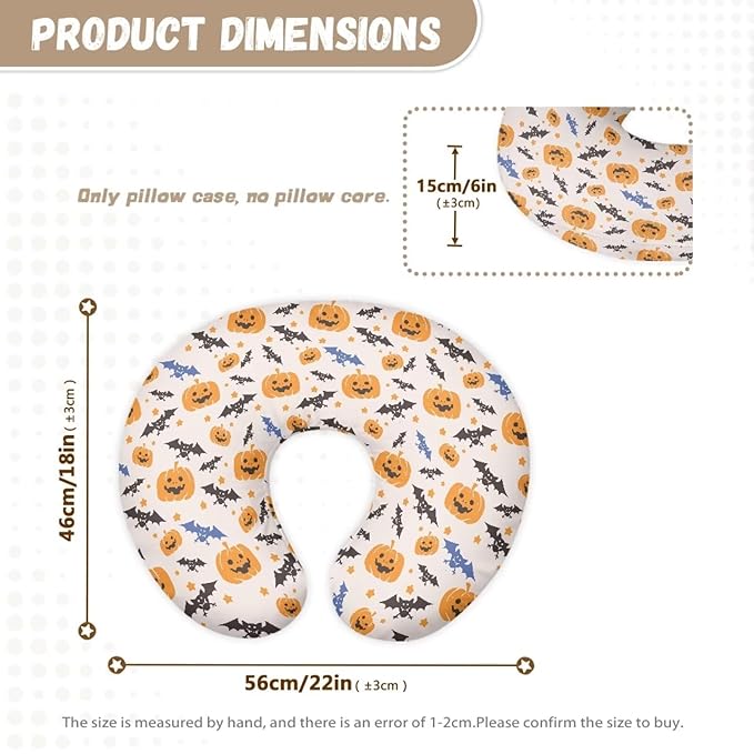 Halloween Pumpkin Bat Baby Girls Boys Nursing Pillow Cover Baby Breastfeeding Slipcover Newborn Safety and Comfy Cover Baby Mom Essentials, 2 Packs