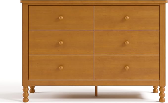 Storkcraft Rio 6 Drawer Dresser (Almond) – GREENGUARD Gold Certified, Wood Dresser for Bedroom, Kids & Nursery Storage Chest, Safety Interlocking Drawers, Pre-Installed Tracks, Kids Chest