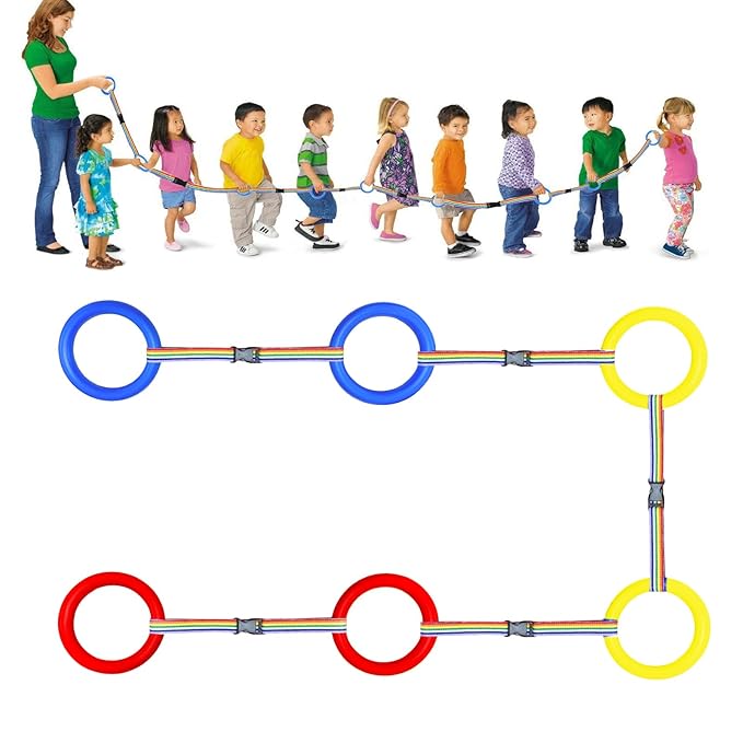 Safety Walking Rope, Toddlers Walking Rope for Preschool, Colorful Walking Rope Detachable Transition Rope, Preschool Walking Rope for Daycare School Kids (6 Ring)