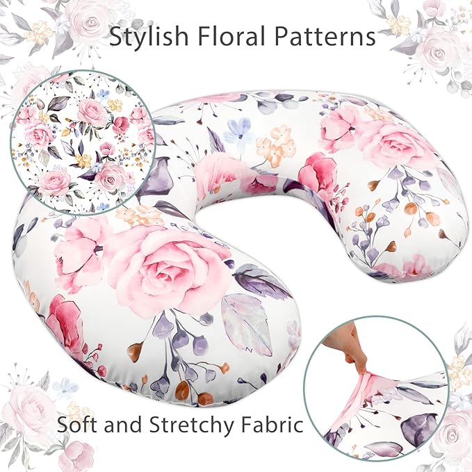 Infant Blanket and Nursing Pillow Cover for Baby Girls, Stylish Floral Patterns Ultra Soft and Comfortable Fabric