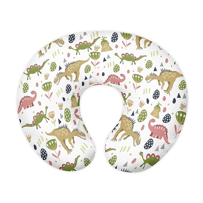 Dinosaur and Floral Breastfeeding Pillow Cover Baby Breastfeeding Slipcover Infant Newborn Nursery Bottle Pillowcase Breathable and Durable