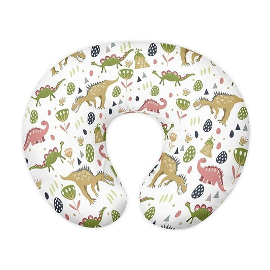 Dinosaur and Floral Breastfeeding Pillow Cover Baby Breastfeeding Slipcover Infant Newborn Nursery Bottle Pillowcase Breathable and Durable