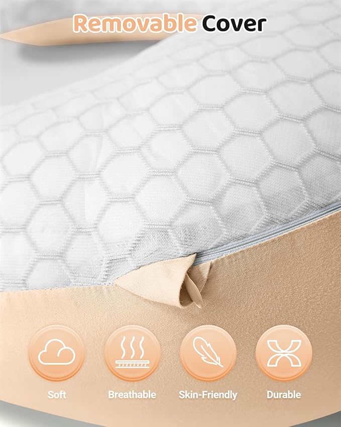 Nursing Pillow for Breastfeeding, 3-in-1 Detachable Baby Feeding Pillow with Removable Support Cushions, Gentle Elevation for Reducing Spit-Up & Gas, Breathable Washable Cover (Yellow)