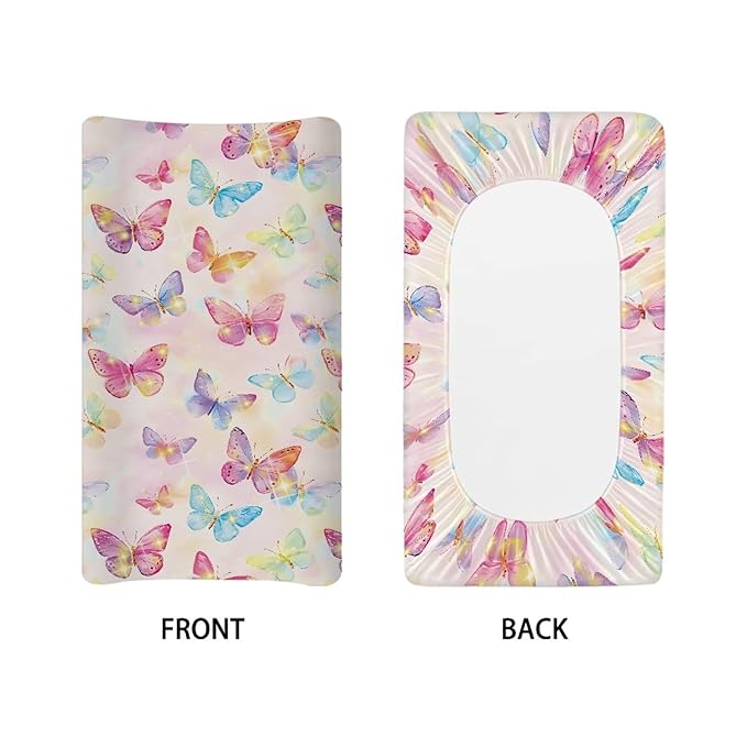 Butterfly Changing Pad Cover 32 x 16 inch Diaper Change Table Sheet for Baby Newborn Boys Soft, Comfy & Breathable Changing Mat Protector