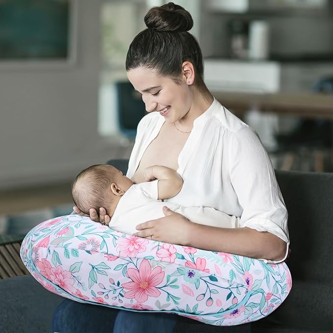 Cloele Nursing Pillow Cover - Botanical Floral Leaf Baby Pillow Cover,Breast Feeding Pillow Slipcovers for Women,Ultra Soft Breathable Infant Nursing Pillowcase for Newborn,Fits Most Nursing Pillows