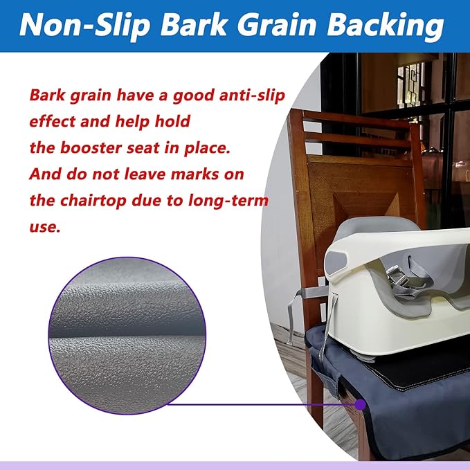JOOLIO B&S Extra Large Booster Chair Protector Cover,Dining High Chair Seat Cover Protect Booster Chair Cover,Non-Slip Bark Grain Backing, Waterproof,Oil-Proof and Stain-Proof,Easy to Wipe Clean Gray