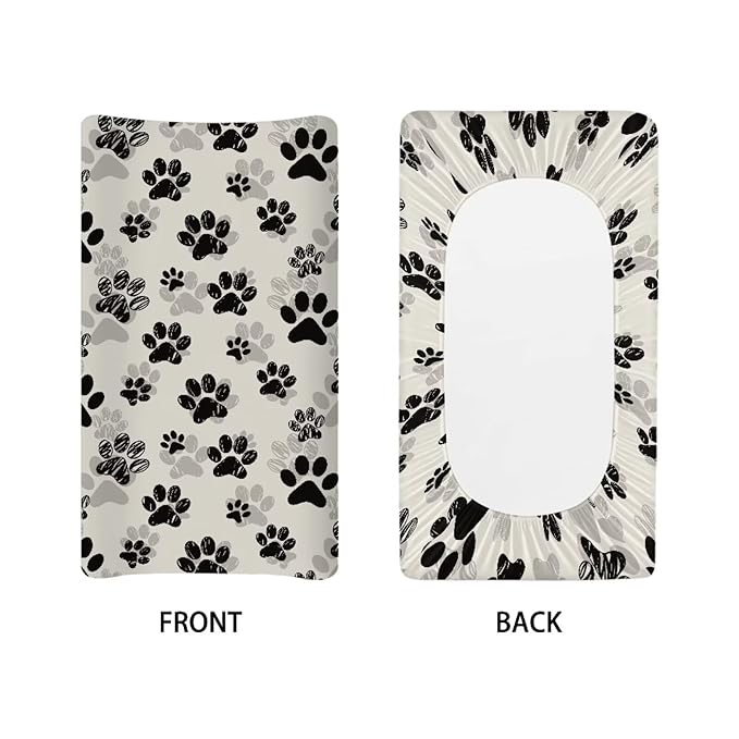 ZDCUSTOM Changing Pad Cover Animal Dog Paw Print Changing Table Sheets Diaper Changing Pad Covers Changing Table Pads Sheets for Baby Girls Boys
