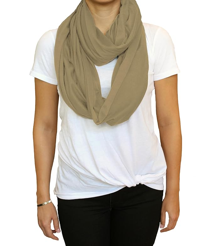 2 Pack Nursing Covers for Breastfeeding, Soft Infinity Scarf Shawl Cover Up - Lightweight, Breathable Privacy Nursing Wrap (Natural Beige, Light Brown)