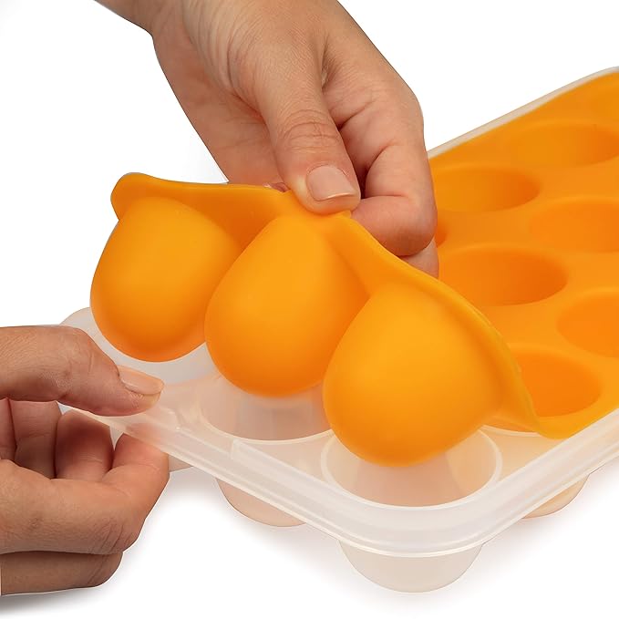 Baby Food Storage Tray - Silicone Pop Out Portion Freezer Tray (2 Pack) - Breast Milk and Food Storage Made Easy