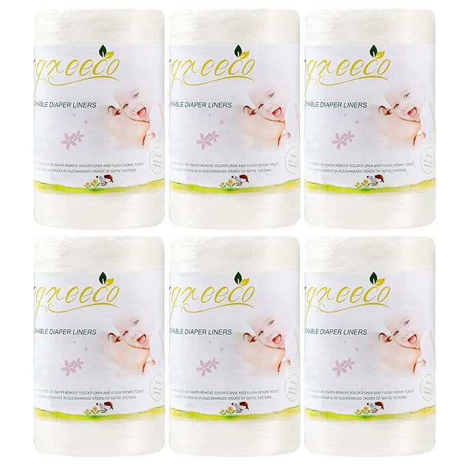 wegreeco Cloth Diaper Liners - Unscented Diaper Liners, Fragance Free Cloth Diapers Liner - 100 Sheets Per Roll (6 Roll)