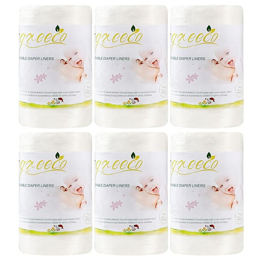 wegreeco Cloth Diaper Liners - Unscented Diaper Liners, Fragance Free Cloth Diapers Liner - 100 Sheets Per Roll (6 Roll)