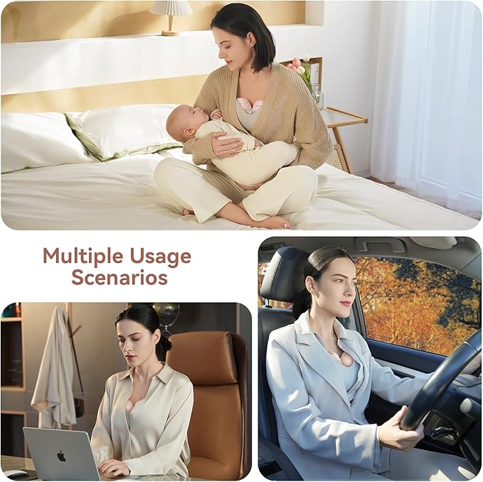 Wearable Electric Breast Pump, Hands-Free Portable Electric Pump with 3 Modes & 12 Intensive Levels, Whisper-Quiet & Lightweight for Travel, Custom Fit with 15/18/21/24mm Flanges(2 Pack)