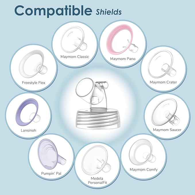 Maymom Pump Parts Compatible with Spectra S1 S2 9 Plus Accessories, One-piece Cap Bottles, Base Connectors, Duckbill Valves, Backflow Protectors and Tubing, Not Original Spectra Accessories
