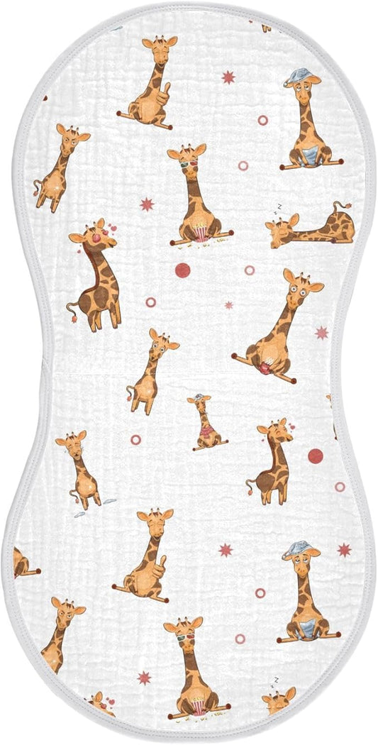 vvfelixl Baby Burp Cloths Funny Giraffe Emotions Baby Newborn Cotton Burping Cloths Set Baby Washcloths 4 Pack White