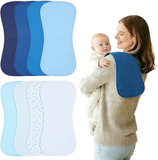 Waterproof Baby Burp Cloths 8-Pack - 4-Layer Super Absorbent Fabric, Extra Soft Plush Spit Up Rags for Newborns Infants, Unisex for Baby Boy Girl, Milk Spit Up Infant Towels