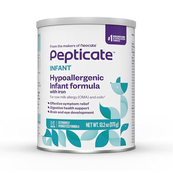 Pepticate Hypoallergenic Infant Formula for Relief of Cow Milk Allergy Symptoms, Nutritionally Complete Baby Milk with DHA, ARA & Prebiotics, Baby Formula Suitable from 0-12 months, 13.2oz