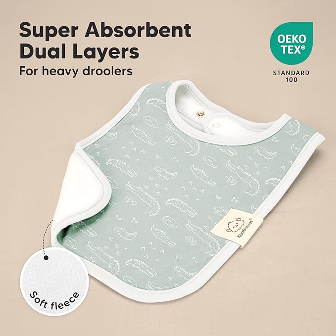 KeaBabies 8-Pack Organic Baby Bibs for Boys, Girls - Super Absorbent Cotton Drool Bibs for Baby Girl & Boy, Teething Toddler, Drooling Newborn, Ultra Soft & Machine Washable (Wilderness)