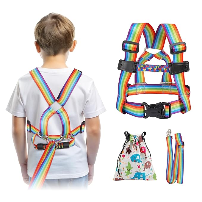 JXM Safety Walking Harness for Kids with Autism and Special Needs Ages 3-6, Child Elopement Leash with Grab Handle and Adjustable Tether, Prevent Wandering in Public for Autistic ADHD Active Children