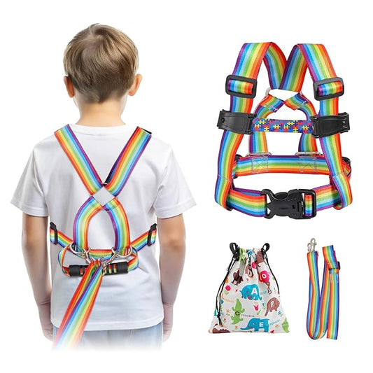 JXM Safety Walking Harness for Kids with Autism and Special Needs Ages 3-6, Child Elopement Leash with Grab Handle and Adjustable Tether, Prevent Wandering in Public for Autistic ADHD Active Children