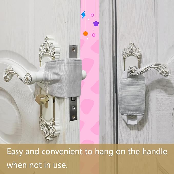 Door Silencer & Baby Proof Latch Cover - Quiet Close Cushion Pads That Prevent Slamming & Accidental Locking, Noise-Reducing Soft Close for Toddler Safety (3-Pack, Light Gray)