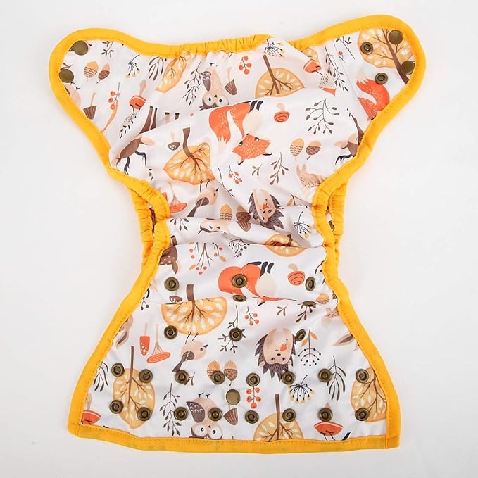 One Size Cloth Diaper Cover Snap With Double Gusset (Fox Forest)