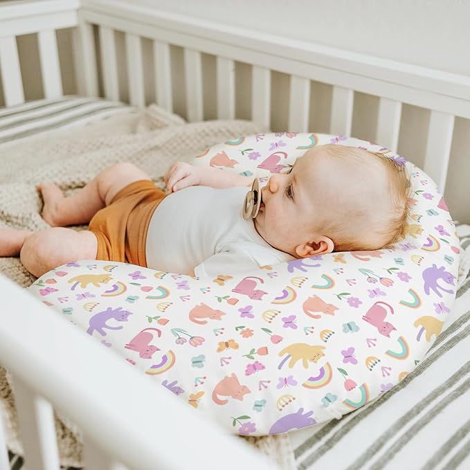 Colorful Cats Rainbow Flowers Baby Nursing Pillow Covers for Boy Girl Rainbow Cats Butterflies Nursing Slipcovers for Breastfeeding Pillows Cats Lover Gift Soft Stretchy Cover for Newborn Infant