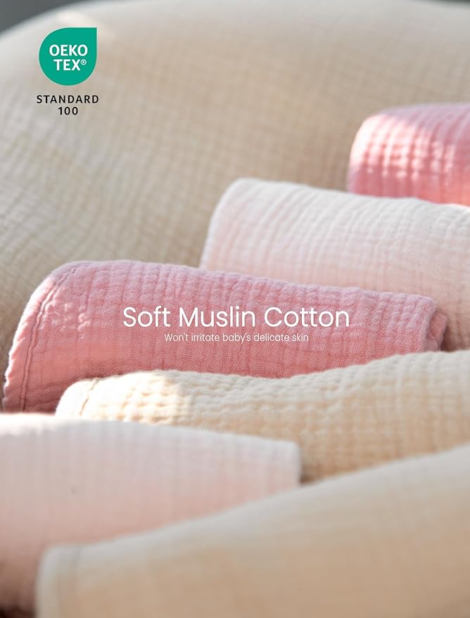 lulumoon Muslin Burp Cloths for Babies: 100% Soft Cotton Large Burping Cloths - Neutral Baby Burp Rags for Boy and Girl - Absorbent Burp Cloth for Spit-Ups 6 Pack