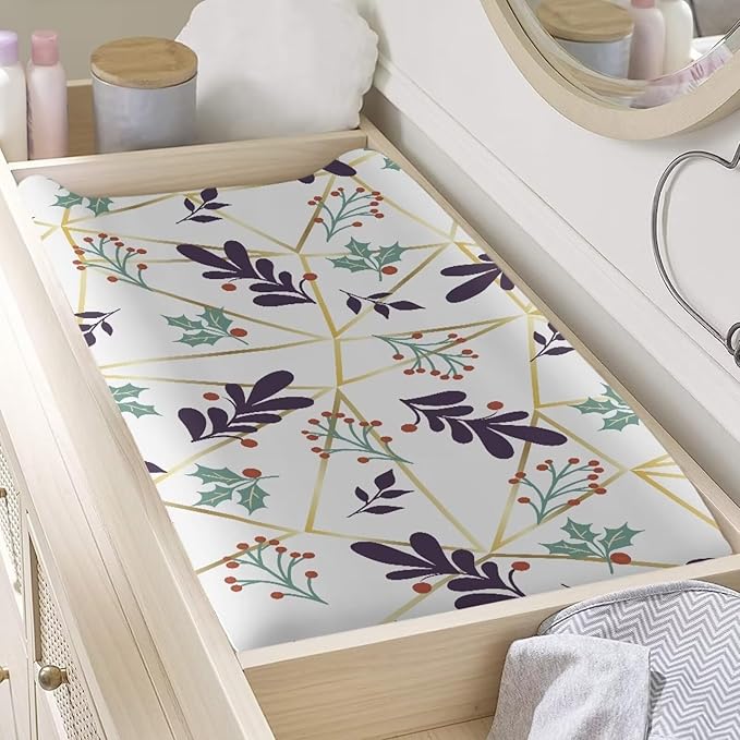 Leaves Changing Pad Cover Waterproof Universal Tray Table Mat for Boys Girls Breathable Soft Table Sheets Durable Nursery Pad Change Cover