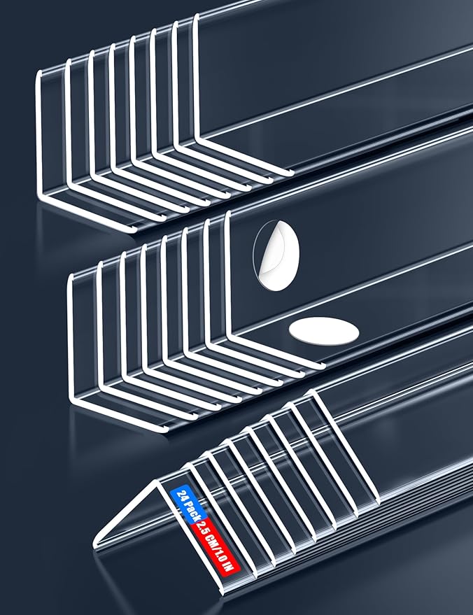 Clear Self-Adhesive Wall Corner Protectors，Corner Guards & Edge Protector for Wall Door Frame Cabinet Baseboard & Door, Table, Stair (2.5x60.96cm/1.0x24in)
