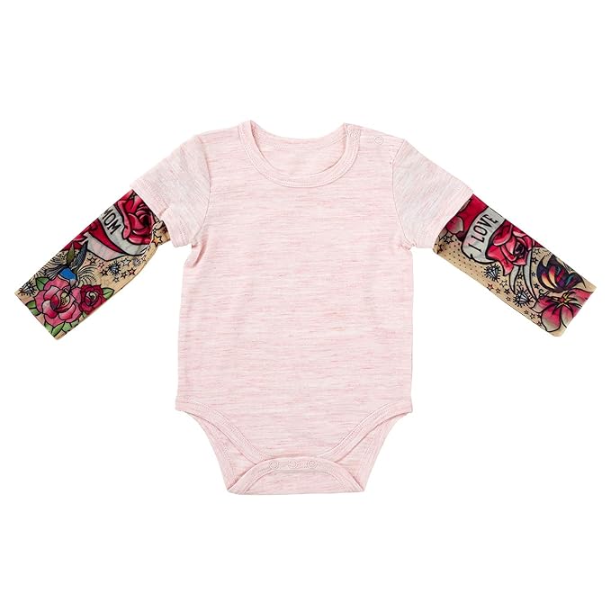 Stephan Baby Snapshirt-Style Diaper Cover with Tattoo Sleeves, Pink, 6-12 Months