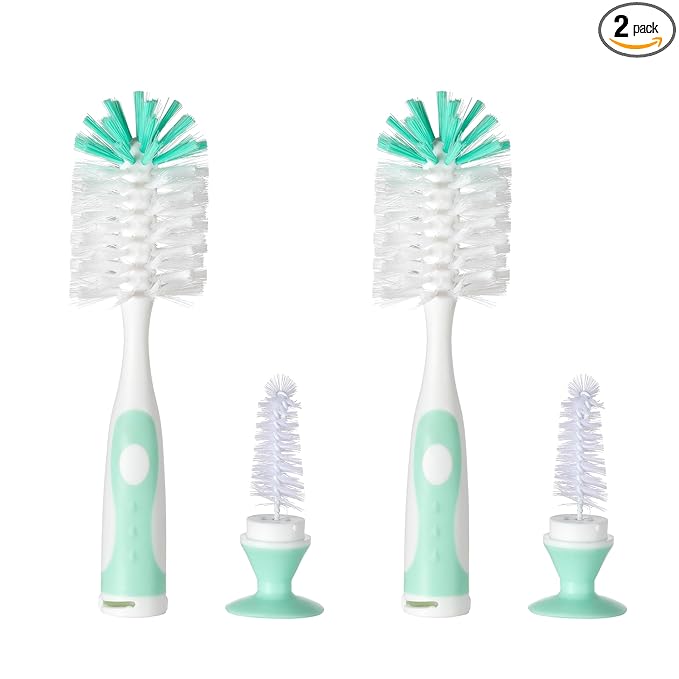 Chemimoso Multifunctional Cleaning Brush, Baby Bottle Brush, Bottle Brush Cleaner, Rotate The Suction Cup to Obtain The Small Bristle Brushes, Set Z, Green, Nylon and Nylon Brush
