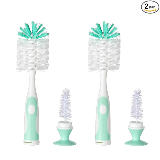 Chemimoso Multifunctional Cleaning Brush, Baby Bottle Brush, Bottle Brush Cleaner, Rotate The Suction Cup to Obtain The Small Bristle Brushes, Set Z, Green, Nylon and Nylon Brush