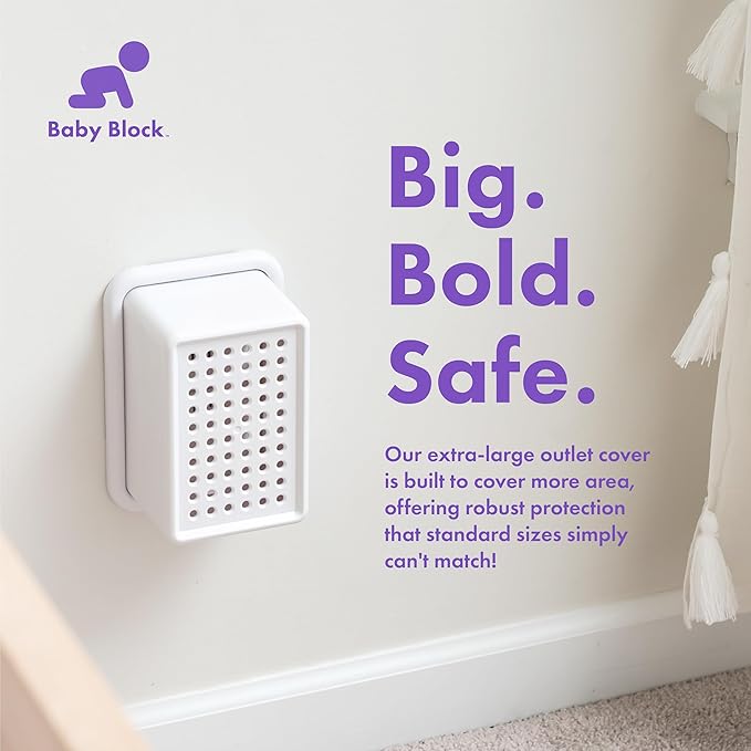 Large Outlet Cover Box for Outlet Covers Baby Proofing – Extra Large Baby Proof Outlet Cover Box for Bulky Plugs, Doorbell Transformers, Wide Adapters & Power Bricks