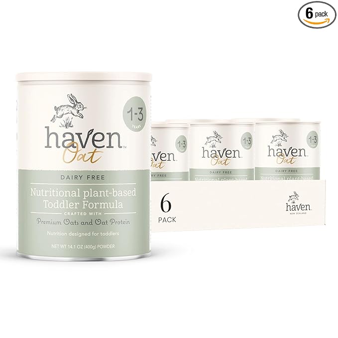 Haven Oat Toddler Formula, Plant Based Dairy Free with Protein Powder for Toddlers With Probiotics, Prebiotics, Lutein and Omega 3 Dha, Easy Digestion Formula, Non GMO, 14.1 Oz (Pack of 6)