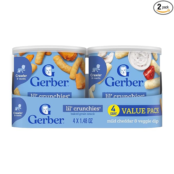 Gerber Stage 3 Baby Food Snacks, Value Pack Lil’ Crunchies, Baby Led Feeding, 4PK