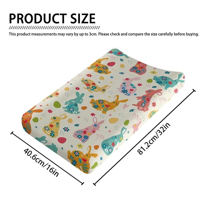 Pink Rabbit Changing Pad Cover Baby Girl Boy Easter Diaper Change Table Covers Soft Stretchy Safe Changing Mat Sheet Cover