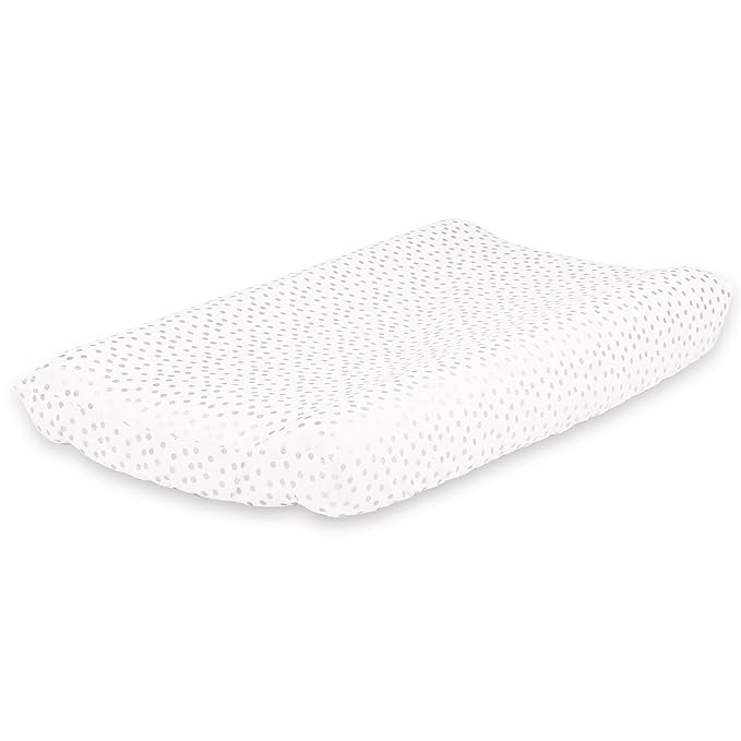 Metallic Silver Dot Baby Changing Pad Cover by The Peanut Shell