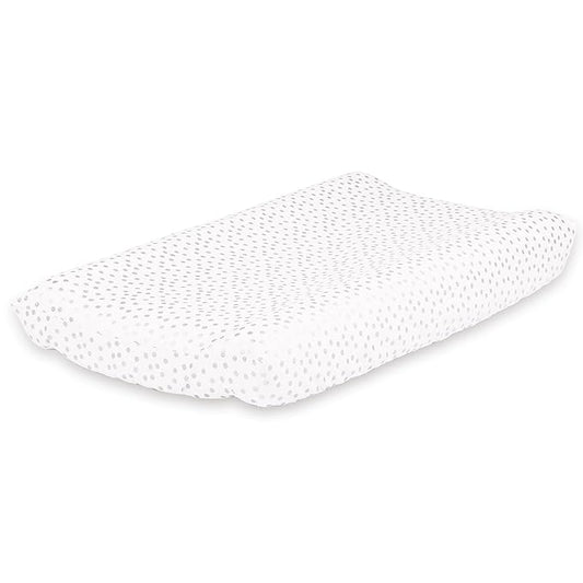 Metallic Silver Dot Baby Changing Pad Cover by The Peanut Shell