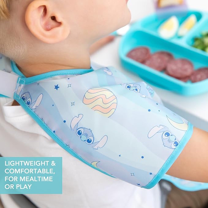 Bumkins Disney Stitch, Junior Bib, Waterproof Fabric, 2-pack