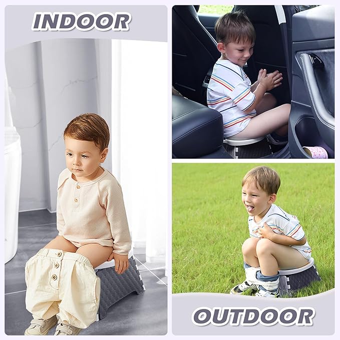 Portable Foldable Travel Potty for Toddlers, Kids Toilet Seat for Car, Camping, Indoor Outdoor - Splash-Proof Design, Easy Clean Training Seat with 30 Disposable Waste Bags (Gray) by Yszawmx