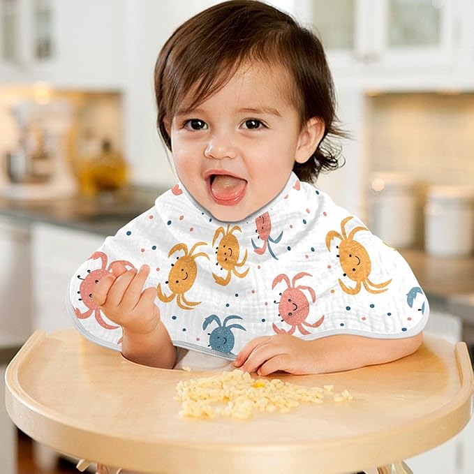 vvfelixl Baby Burp Cloths Colorful Crab Baby Newborn Cotton Burping Cloths Set Babys Washcloths 4 Pack