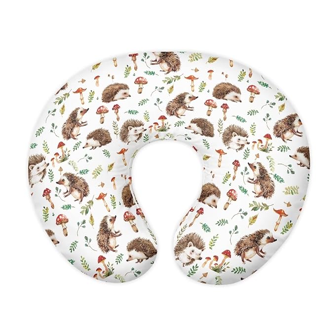 Hedgehog Nursing Pillow Cover Standard Size, Girls Baby, Mushroom Breast Feeding Pillow Super Soft Breathable Baby Shower Pillow Covers