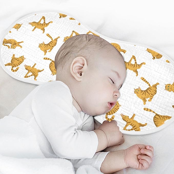 Yoga Tabby Cat Muslin Burp Cloths for Baby 4 Pack Soft 100% Cotton Super Absorbent Baby Washcloths Bibs for Boy Girl
