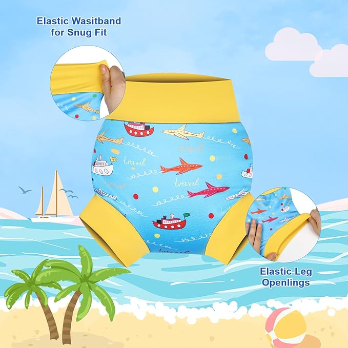MOEMOE BABY Reusable Swim Diapers, Quick-Dry Swimming Diaper for Boys and Girls, Ideal for Pool, Beach & Swim Lessons XL/5T