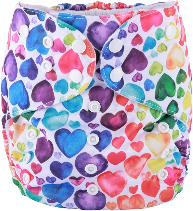 2 to 7 Years Old Junior Big Cloth Diaper Nappy Pocket Reusable Washable (Hearts)