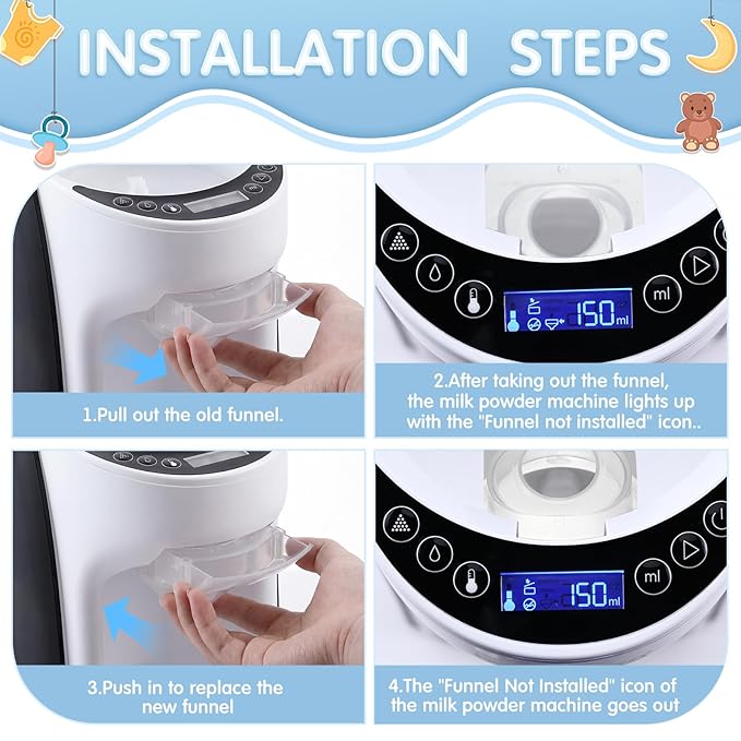 Remerry 4 Sets Replacement Funnel Compatible with Baby Brezza Formula Pro Advanced Replacement Parts Funnel and Cover Compatible with Baby Formula Dispenser, Clear, Easy to Use and Clean