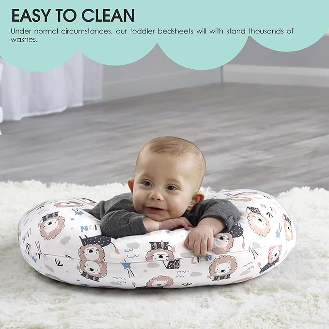 BROLEX Baby Nursing Pillow Covers: 2-Pack Soft Slipcovers for Breastfeeding Pillows - Comfortable Fabric, Fits Standard Nursing Pillows for Boys & Girls - Dinosaur Lion