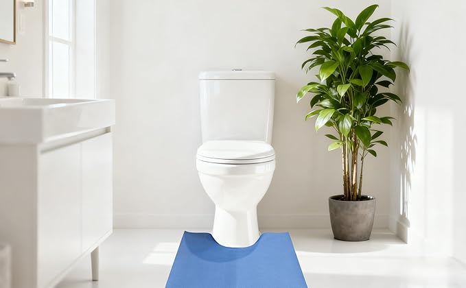 Blue Disposable Toilet Mats for Clean and Hygienic Bathroom,Upgraded Disposable Toilet Mat for Potty Training&Adults,Super Absorbent,Non-Slip,25 Pack U-Shape Pee Pads,24" x 22"