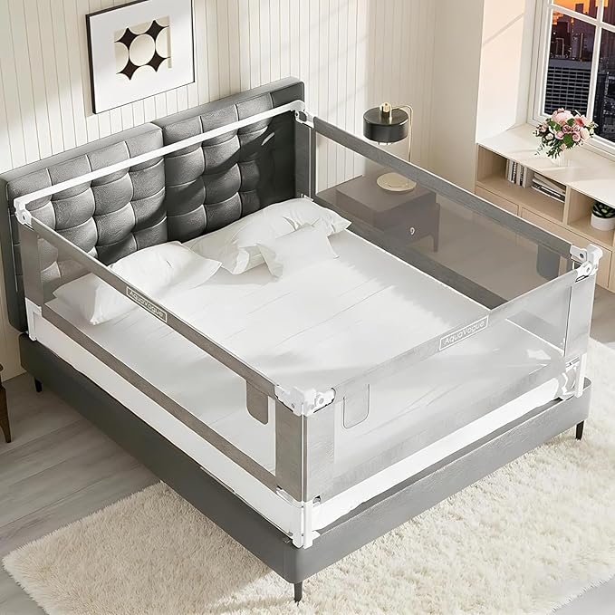 3-Pack Bed Rails for Toddlers with Headboard Rod - Height Adjustable Baby Bed Rail Guard Specially Designed for Full Size